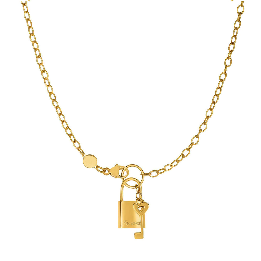 14 karat guld lås og nøglering halskæde, 18" – jewelryaffairs